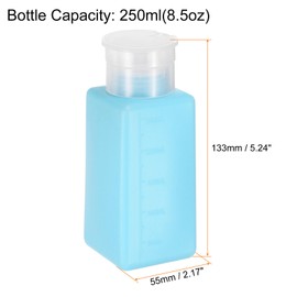 HARFINGTON 2pcs Solvent Alcohol Dispenser 250ml(8.5oz) Press Type ESD Safe Anti-Splash Liquid Dispenser Pump with Sealing plastic Lid for Alcohol, Nail Polish & Makeup Remover, Blue
