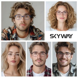 SKYWAY Blue Light Glasses Men TR90 Unbreakable Blue Light Blocking Glasses Women Anti Eyestrain Lightweight Computer Gaming Glasses Non-Prescription Black