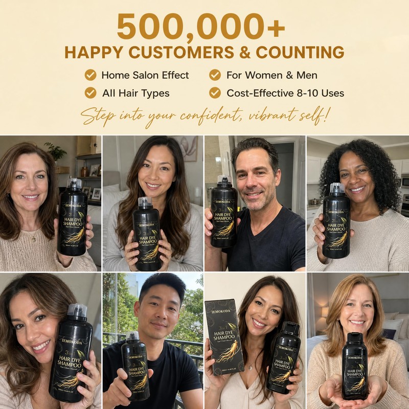 Dark Brown Hair Dye Shampoo, Color Shampoo for Gray Hair