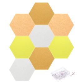 MECCANIXITY Hexagon Acoustic Panels 30x26cm B1 Fireproof Soundproof Foam Panels with 30 Push Pins for Wall Decoration Home Studio Office(White, Gold, Lemon Yellow, Dusty Yellow)