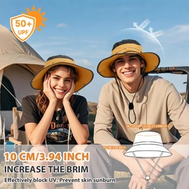 AYPOW Unisex Sun Hat, UV Protection, Foldable Bucket Hat, Fishing Hat with Wide Brim, Lightweight Breathable Fishing Hat, Boonie Hat, Packable Safari Hat, Summer Hat, Bucket Hat for Men and Women