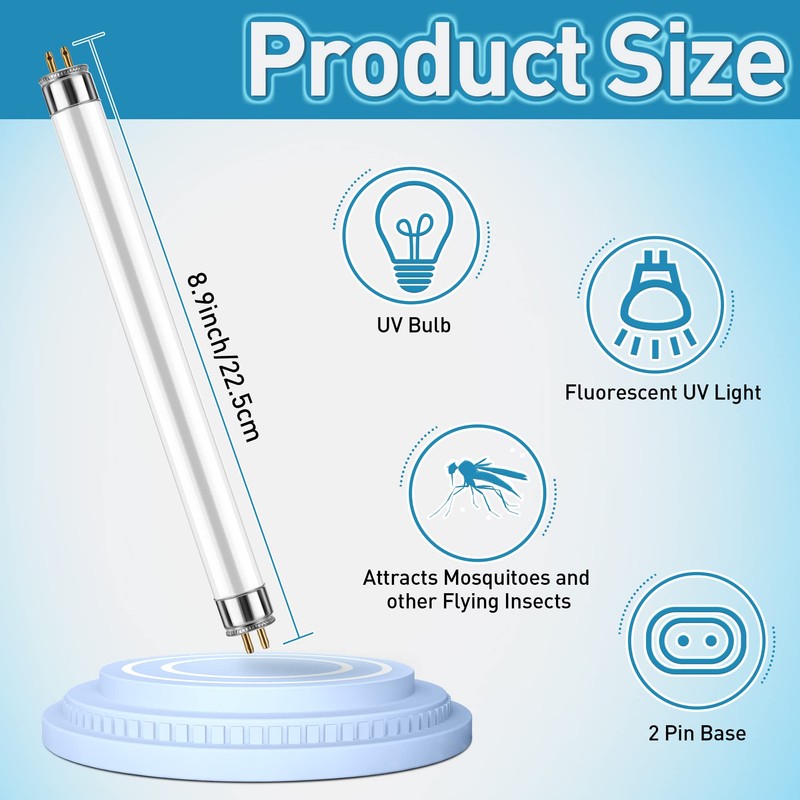 Kittmip 2Pack 32050 6Watt UV Replacement Bulbs, F6T5/BL Fluorescent Tube