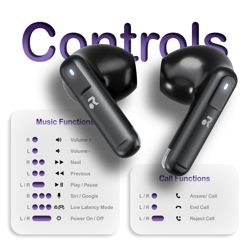 ORRO EcoBuds Wireless Earbuds, Semi In-Ear Design, Bluetooth 5.4 Earphones