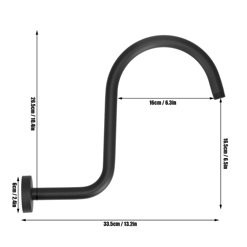 Shower Arm S Shape Gooseneck Stainless Steel Shower Head Extension