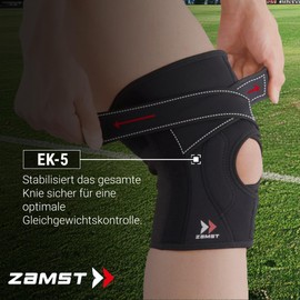 Zamst EK-5 Adjustable Knee Brace - Medial & Lateral Stabilisation - Compression Knee Support Men - Knee Brace Women's Bandage Knee (L)