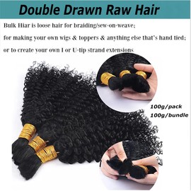 Kinky Curly Human Hair Bulk Mongolian Braiding Bulk Hair 16inch 100g No Weft Double Drawn Short Kinky Curly Human Hair Bundles Remy Hair Weaving Extensions
