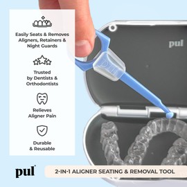 PUL Pack of 4 Reusable 2-in-1 Aligner Seating Chewie & Removal Tool — Compatible with Invisalign, Removable Braces, Retainers & Trays – Easy-to-Use Remover & Chew, Dental & Oral Hygiene Care – Black