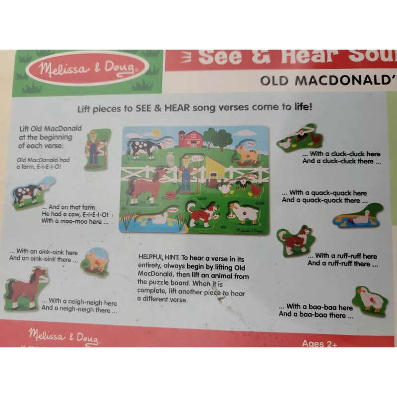 Melissa & dough.Old MacDonald's Farm See & Hear Sound Puzzle.8