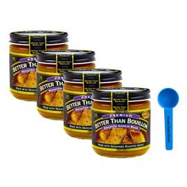 Better Than Bouillon Roasted Garlic Base 8 oz (Pack of 4) Bundle with PrimeTime Direct Teaspoon Scoop with BTB Authenticity Seal