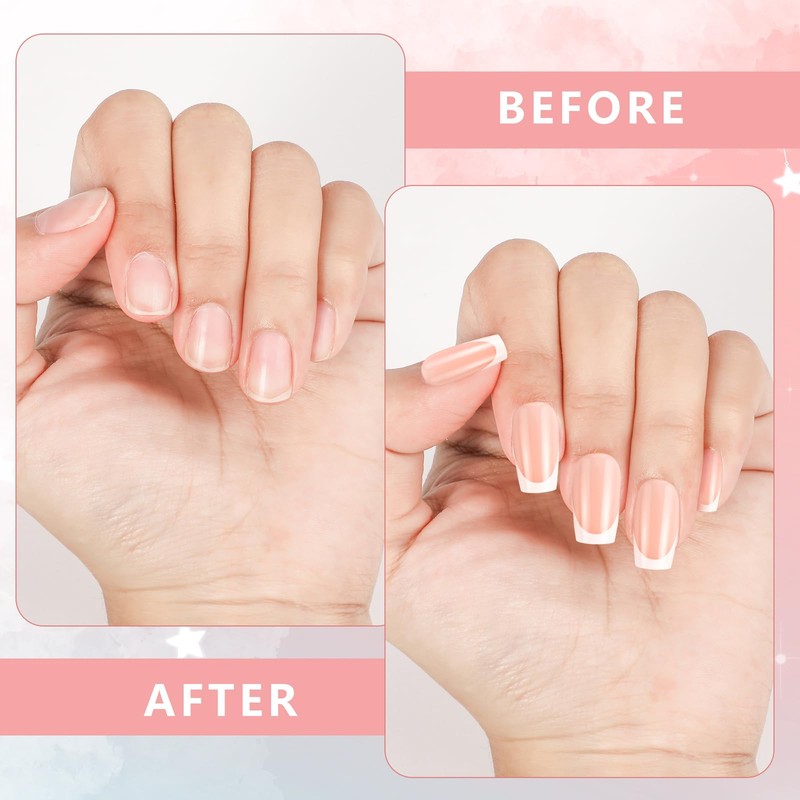 JSRQT Pack of 360 Artificial Nails, French Nails, Medium Rectangular