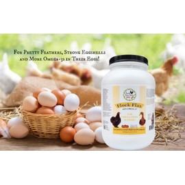 Fresh Eggs Daily Flock Flax – Natural Flaxseed Supplement for Chickens & Ducks – Enhances Omega-3 Levels, Supports Feather Health, and Strengthens Eggshells – 4 lb