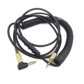 Yaowanguan Fernbedienungskabel für Marshall Major IV 4, Major 2 II,Monitor Mid BT Kopfhörer,Ersatz 3,5mm auf 3,5mm Spiralkabel(1,25m/4,1Fuß,auf 1,8m/5,11Fuß verlängern,Schwarz)