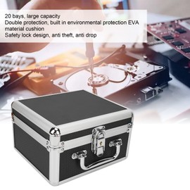 plplaaoo 2.5in Hard Drive Storage Box 20 Bays Double Protection Convenient Handle Hard Drive Case with Security Lock Multi-Protection HDD Storage Box Suitcase for Home Office, Hard Drive Case, h