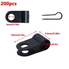 Antrader 1/5 Inch Rope Light Clips with Stainless Steel Screws,200Pcs Nylon Screw Mounting Cord Fastener Clips for 1/5 Inch Diameter Wire Management,Black