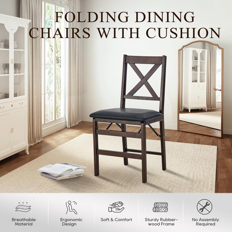 COLAMY Folding Dining Chairs Set of 2, Foldable Chairs with