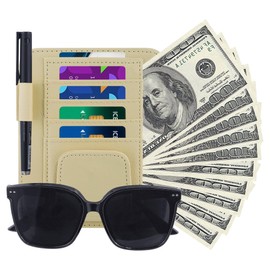 TENDER EPOCH Car Sun Visor Organizer Clip, Small Car Card Sleeve Pocket Organizer, Car Visor Document Holder, Sunglasses, Car Registration/Drving License, Insurance Info, Pen, Note - Beige