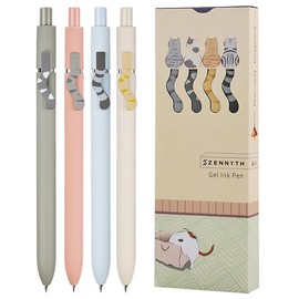 4 Pcs Gel Pens, Cute Ink Pen Fine Point Smooth Writing Quick Dry Pen, Black Pen for Journaling Note Taking, Cat Tail Pens Ballpoint for School Office Home Supplies, Small Gifts for Women, Gift for Men