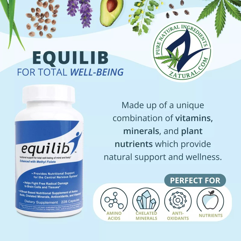 Equilib All Natural Supplement Capsules Enhanced with Methyl Folate, 228