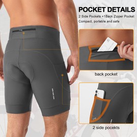 Eco-daily Cycling Shorts Mens 4D Padded Mountain Bike Shorts for Men with Phone Pockets Breathable for Cycle Bicycle Biking(Grey, XL)