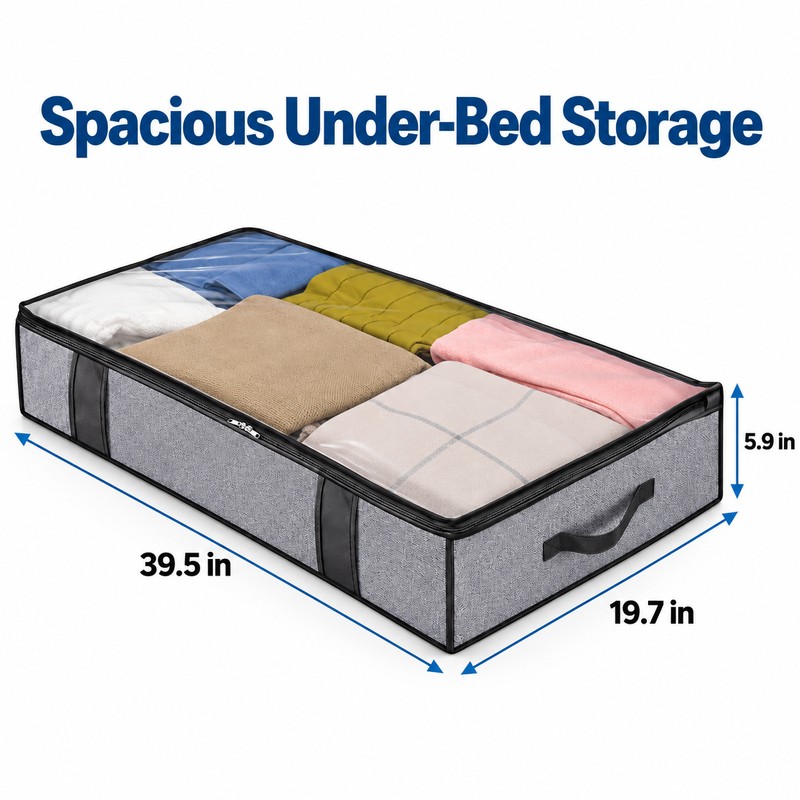 2 Pack Under Bed Storage Bag Organizers for Bedroom &
