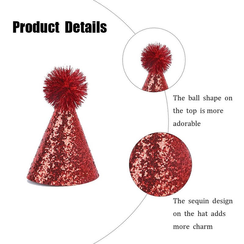 8 Pcs Mini Party Hats, Reusable Dog Party Hat with