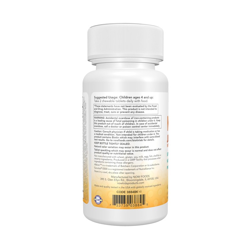 NOW Kids Supplements, Kid Vits Multivitamin, Juicy Orange, 60 Chewable