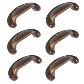 Hammer & Tongs Wide Lipped Cabinet Drawer Pull - W95mm x H40mm - Brass - Pack of 6 - Home Cupboard Door Knob Handles Screws Included