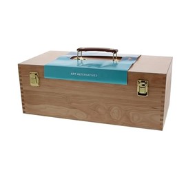 Art Alternatives Artist's Supply Chest, 16-1/8" x 8" x 5-7/8", Wood, Brass Hardware, Lift Out Storage Tray