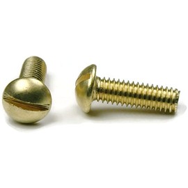 #12 x 1-1/2 Brass Machine Screw Round Head Slotted Drive - (Pack of 100 pcs), Solid Brass Plain Finish, Length: 1-1/2 inches, Thread Size: #12-24, Coarse Thread UNC