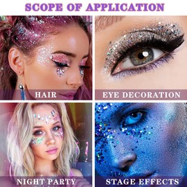 6 Color Face Girl Body Glitter Gel, Face & Body & Eye & Lip Festival Holographic Glitter for Party (6PCS)