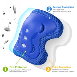 BOSONER Knee Pads for Children and Teenagers, Children's Protector Set of 6 Knee Pads, Inline Skates Protection, Protective Equipment for Skateboards