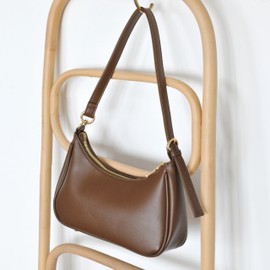 Women's Crescent Shoulder Bag Vegan Leather Chain Cross body bag Convertible Handbag (Coffee)