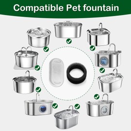 Pet Water Fountain Filter,Cat Fountain Filter Replacement for 3.2L/108oz Stainless Steel Cat Water Fountain and 2L/67oz Pet Fountain,Cat Water Fountain Filters with Pre-Filter Sponges(12+12 Pack)