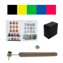 BESTPYSANKY 0.3 mm Fine Brass Tip Brass Kistka, Beeswax, 5 Dyes, Ins... r Egg Decorating Kit