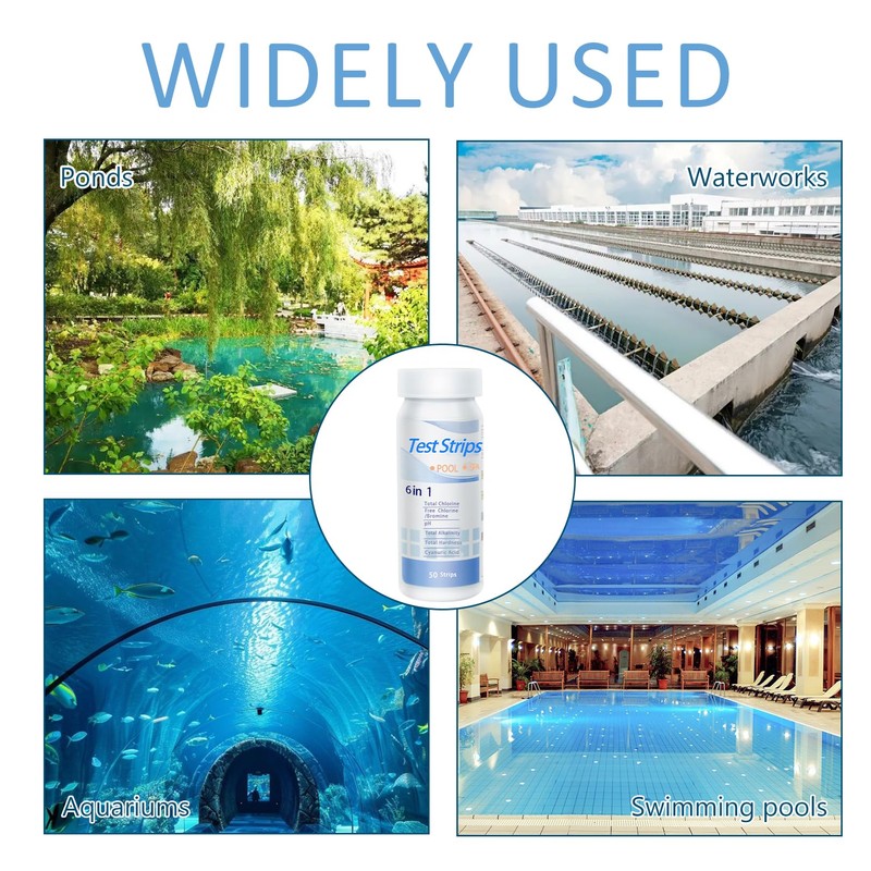 Pack of 100 Pool Test Strips, 6 in 1 Water