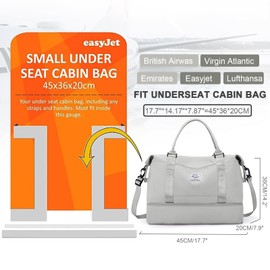 Travel Bag Women's Hand Luggage Bag Sports Bag Weekender Bag Swimming Bag Waterproof Travel Bag Duffle Bag Fitness Bag Training Bag Hospital Bag with Shoe Compartment, G15-light grey