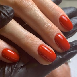 Red Press On Nails Short Square Fake Nails Solid Color With Design Glossy Acrylic Nails Full Cover Artificial Nails Cute Glue On Nails Reusable Stick On Nails For Women Girls 24Pcs