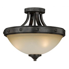 Vaxcel C0077 Halifax 2 Light Semi-Flush Mount, Aged Walnut Finish