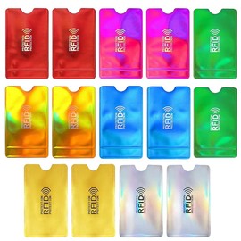 XUZOPIM 14 Pieces RFID Card Holder, RFID Card Case, RFID Blocking Sleeves, Credit Card Case, RFID Blocking Card Sleeves, Colourful RFID ID Card Protector, Anti-Theft Credit Card Wallets for Women Men,
