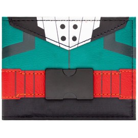 My Hero Academia Izuku Midoriya Outfit Metal Badge Wallet Bi-Fold ID & Card Holder, Green