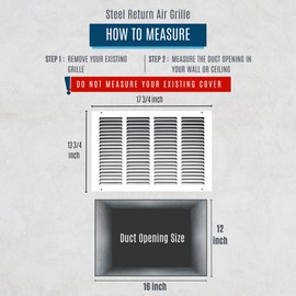 Fits 16x12 Duct Opening | Steel Return Air Grille by Handua | Vent Cover Grill for Sidewall and Ceiling | White | HVAC Cold Air Intake Grille | Outer Dimensions: 17.75"W X 13.75"