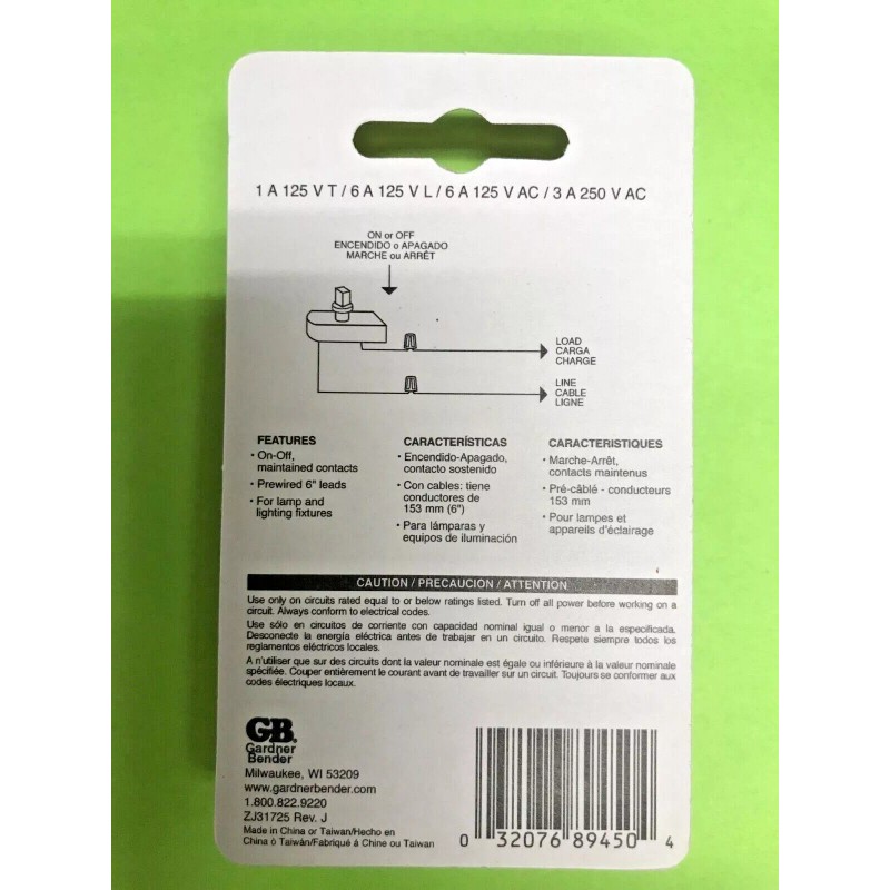 GARDNER BENDER GB GSW-25 PUSH BUTTON SWITCH