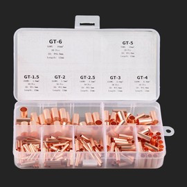 gernie 250Pcs Copper Tube Connector Kits Copper Pipe Joint Supplies Set Hardware Small Ac Copper Fittings Electrical Terminal Washers, gerniepb6c8x1ifg