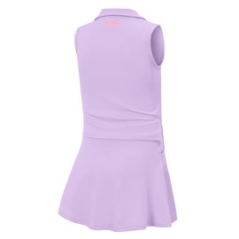LIONJIE Kids Girls Tennis Golf Dress Outfit Sleeveless Dress with Pockets Athletic Skorts and Polo Tank Top Sets Purple