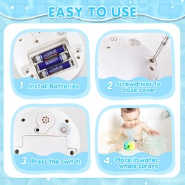 2024 Upgraded Whale Bath Toys for Babies, Light Up Bath Toys for Toddlers, Sprinkler Bathtub Toys Spray Fountain Water Pool Toys, Baby Infant Kids Birthday Shower Gifts