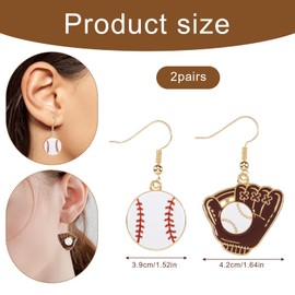 BOHUIZ 4 Pcs Baseball Earrings for Women, Baseball Dangle Earrings Sports Ball Shape Earrings Fashion Softball Drop Dangle Earring Baseball Player Jewelry for Women Baseball Mom Gifts