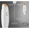 Milk Frother White - Coffee Frother Handheld with Electric Whisk