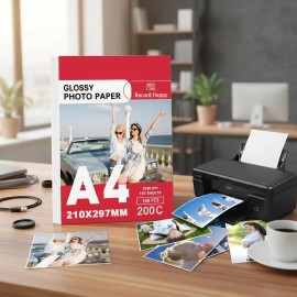 ECOZENDSY 100 Hojas de Papel Fotográfico Glossy A4 200g Brillante Color Blanco