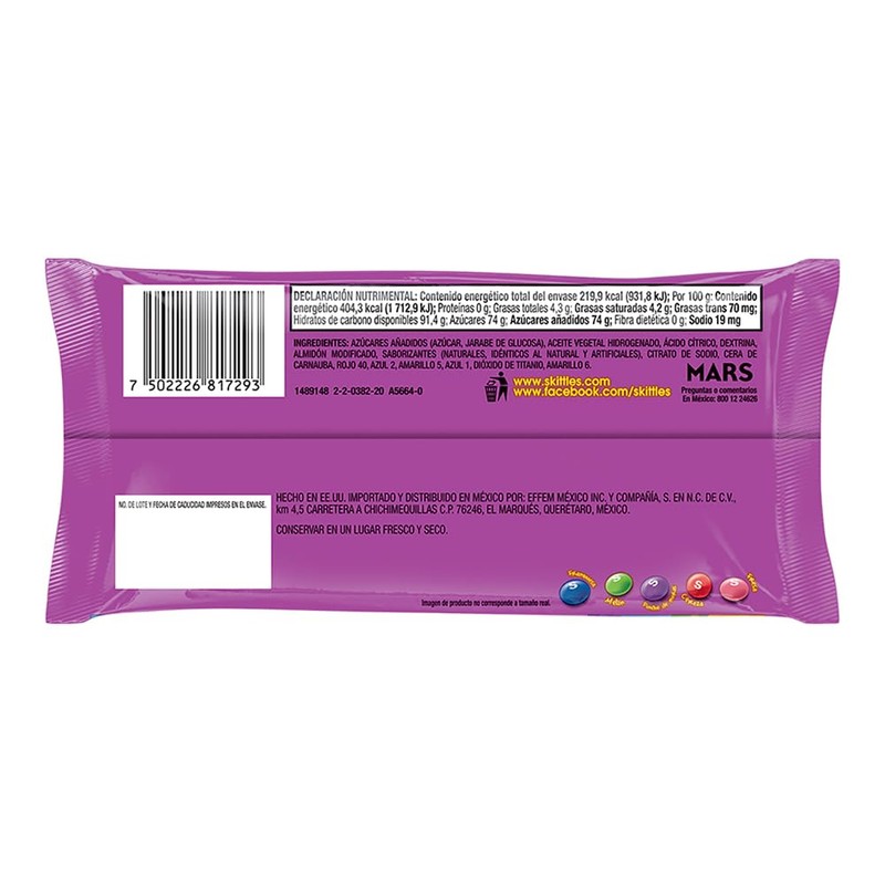 Skittles Dulces caramelo suave moras 10 piezas de 54.4g -