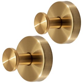 Suction Cup Hooks for Shower, No-Drill Heavy-Duty Hooks for Bathroom, Glass Windows, Mirror, Smooth Tile, Waterproof & Rustproof, Removable Wall Hooks for Towels, Robes, Loofah (2, Brushed Gold)